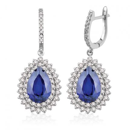 8.33 ct. Pırlanta Safir Küpe